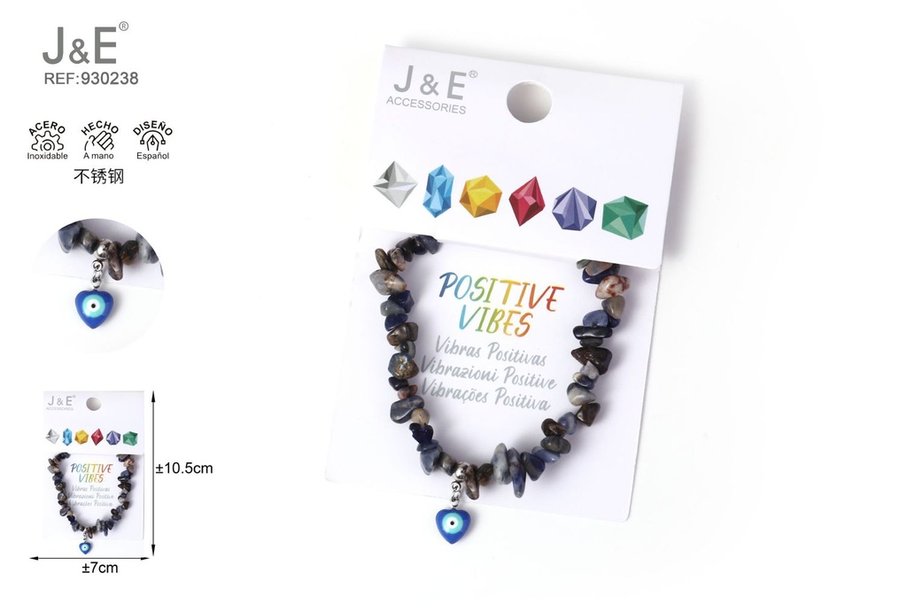 [12u/cx]Pulsera de acero inoxidable con cuentas de piedra #46117