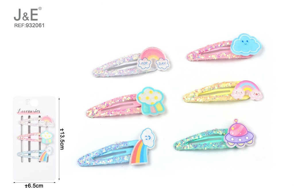 [12u/cx]Set de 3 Broches BB de 5cm - Diseño de dibujos animados coloridos