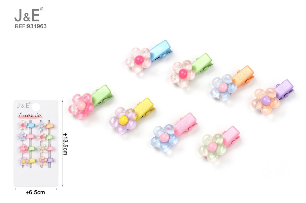 [12u/cx]Set de pequeños clips de cinco pétalos de gelatina 8 piezas