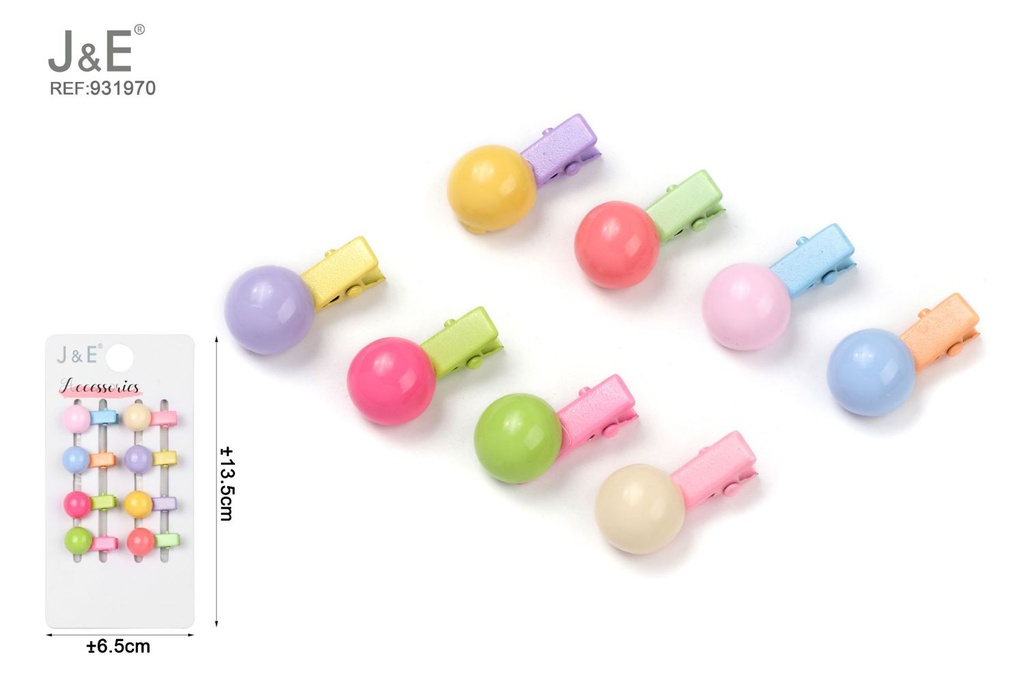 [12u/cx]Pack de mini pinzas con perlas semiesféricas, 8 piezas