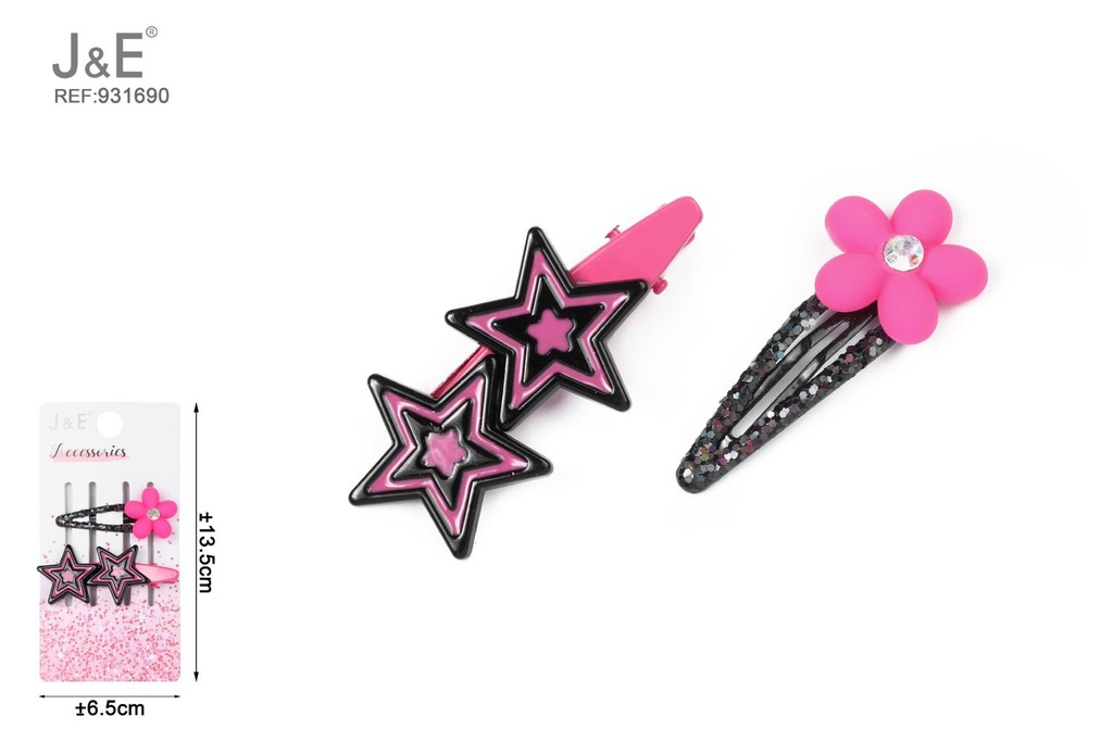 [12u/cx]Set de 2 pinzas estrella de flor