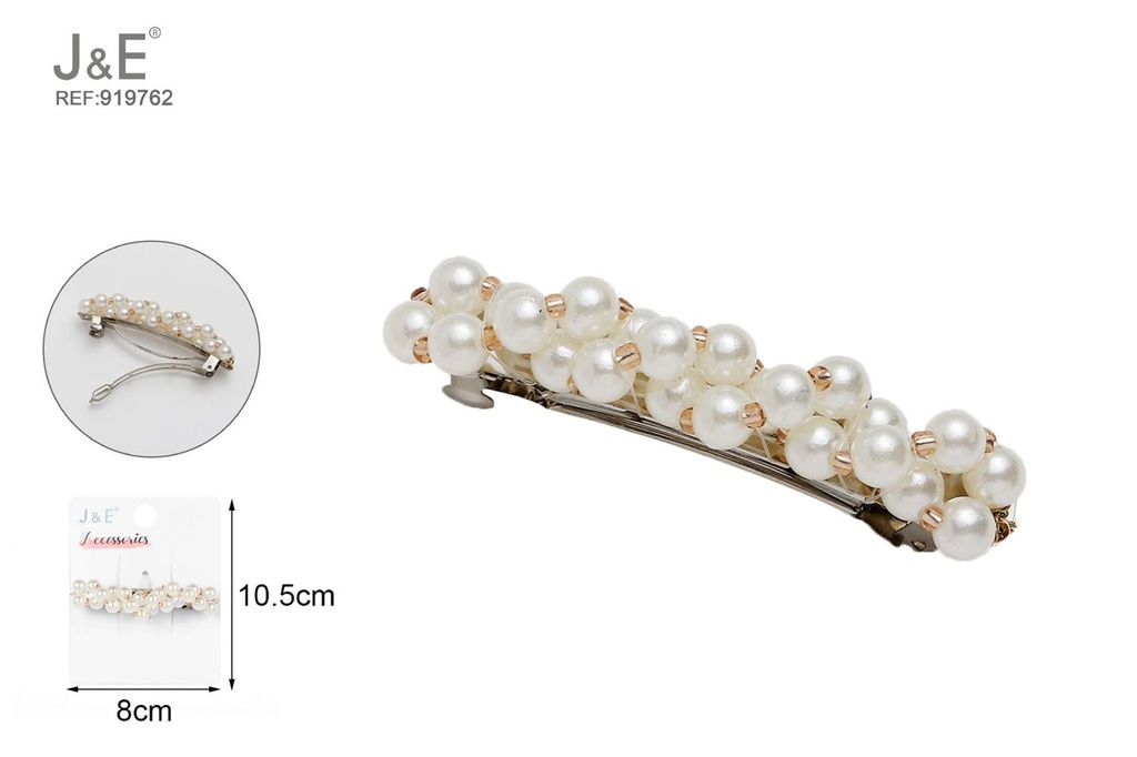 [12u/cx]Pinza de resorte con perlas 1 pieza