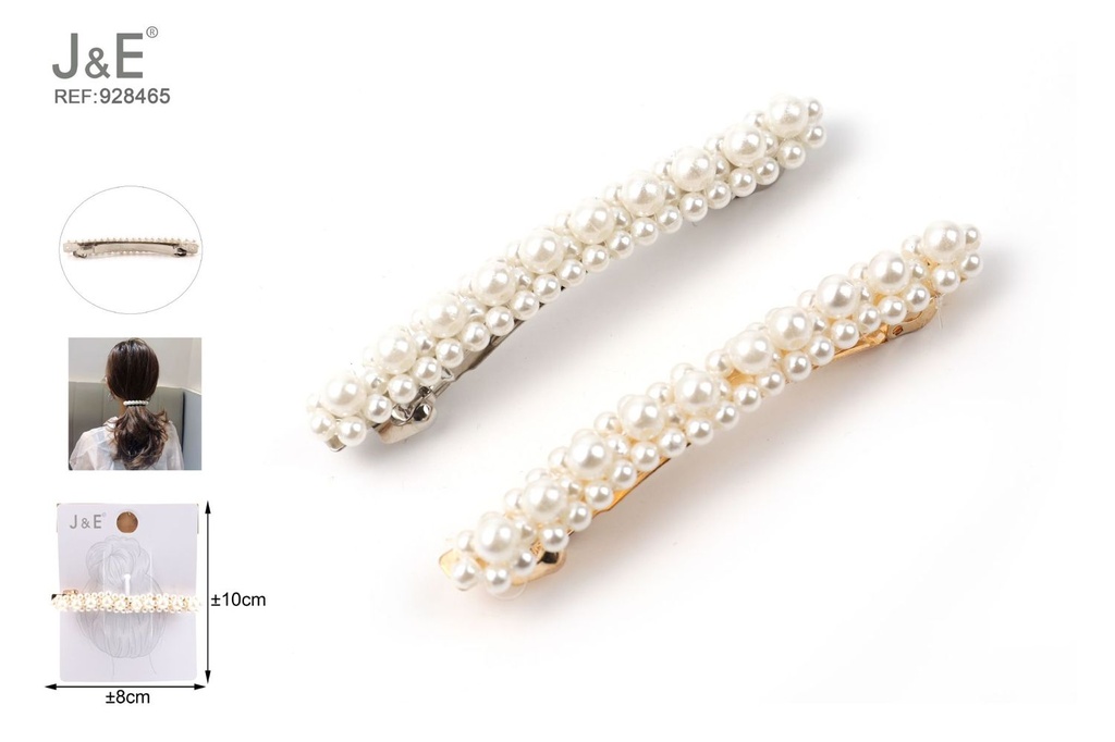 [12u/cx]Pinza de resorte con perlas 1 pieza