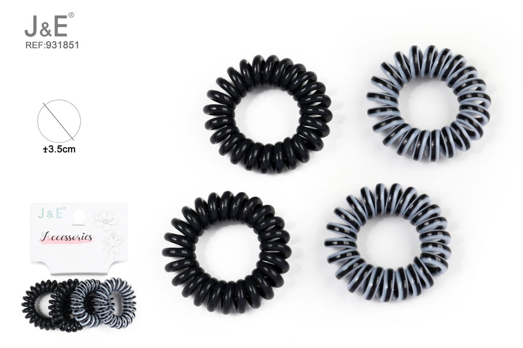 [12u/cx]Set de 4 pinzas a rayas negras 3.8 cm