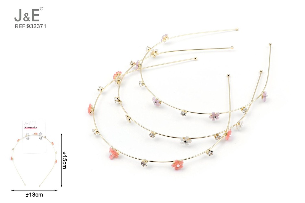 [12u/cx]Diadema de flores pequeñas 13 cm