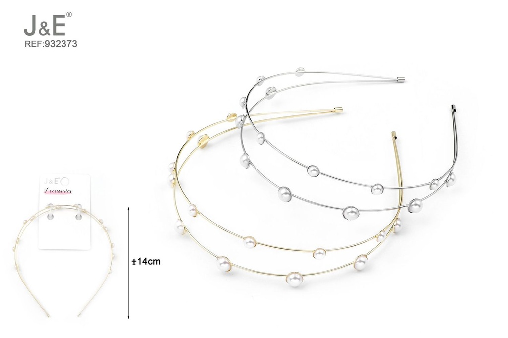 [12u/cx]Diadema de perlas doble capa 13 cm