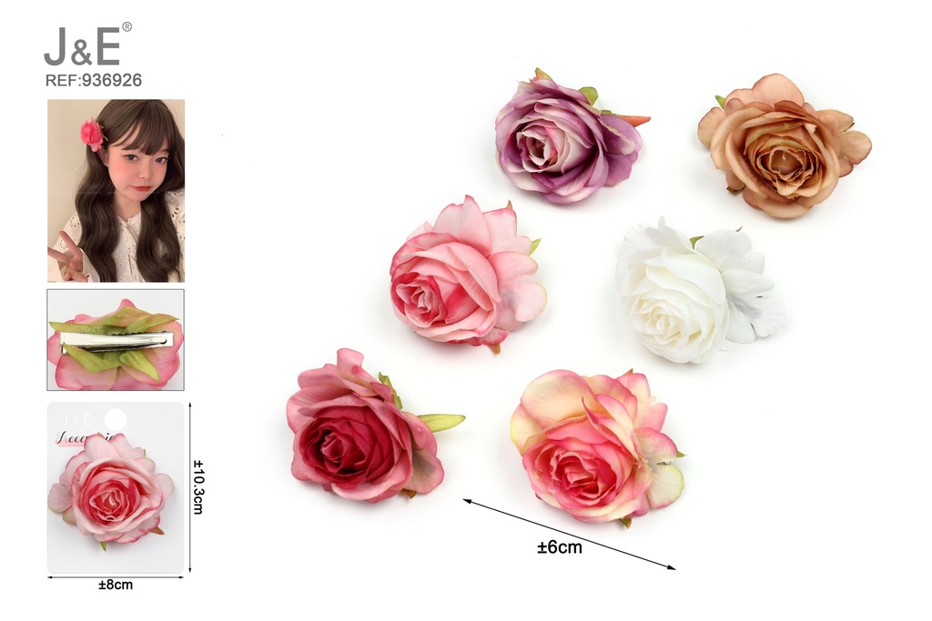 [12u/cx]Pinza pato con diseño de rosa artificial