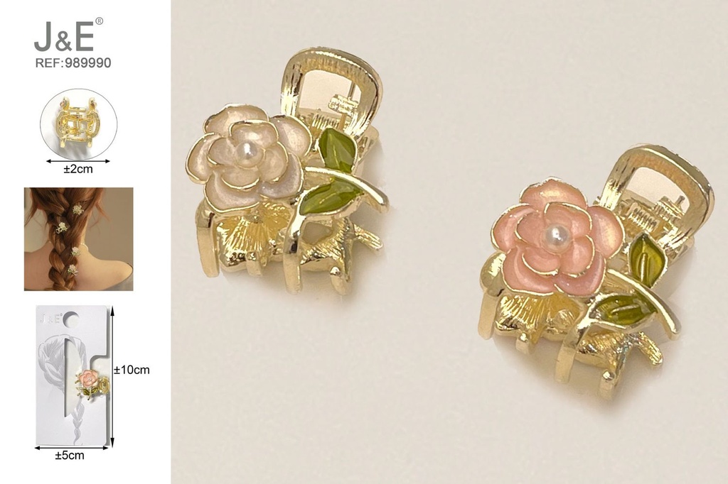 [12u/cx]Pequeño clip de cabello con diseño de camelia 2.5 cm
