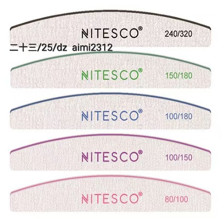 [25u/cx] Lixa de unha cinza-branca – Semicircular 1,8MM núcleo rosa, fundo de papel de lixa amarelo