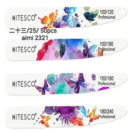 [50u/cx] Lixa de unha alta gama branco leite – Forma faca 1,6MM núcleo de madeira, fundo de papel de lixa amarelo