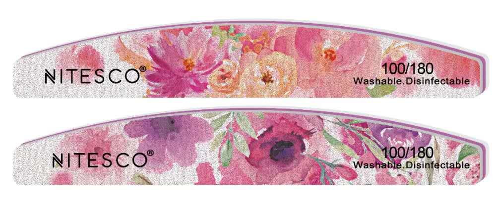 [25u/cx] Lixa de unha cinza-branca – Semicircular série flores 1,6MM núcleo violeta, fundo de papel de lixa amarelo