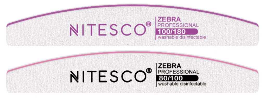 [25u/cx] Lixa de unha cinza-branca – Forma semilunar 1,8MM núcleo preto, dupla face, fundo azul Fuji