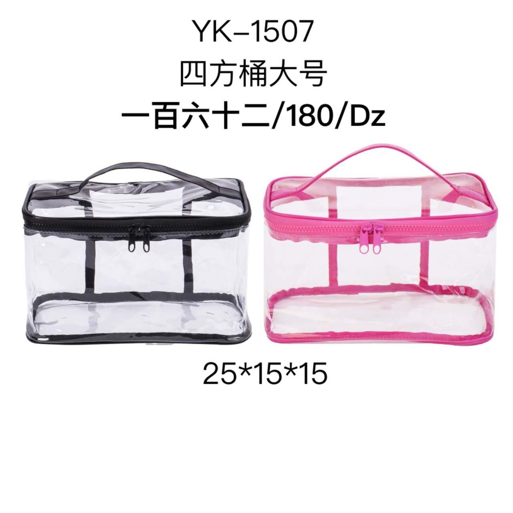 [12u/cx]Estuche cuadrado grande de PVC transparente Negro
