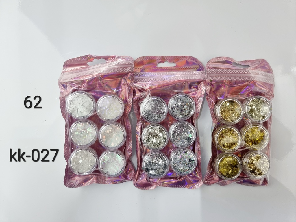 [12u/cx]Decoración de uñas 6 piezas botellas de diamante dorado y plateado