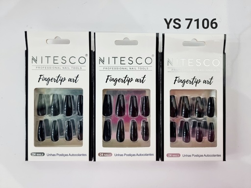 [12u/cx]Uñas postizas 69 piezas - Color negro sólido