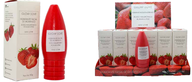 HIDRATANTE FACIAL DE MORANGO GLOW LOVE  BOX COM 36UNIDADES