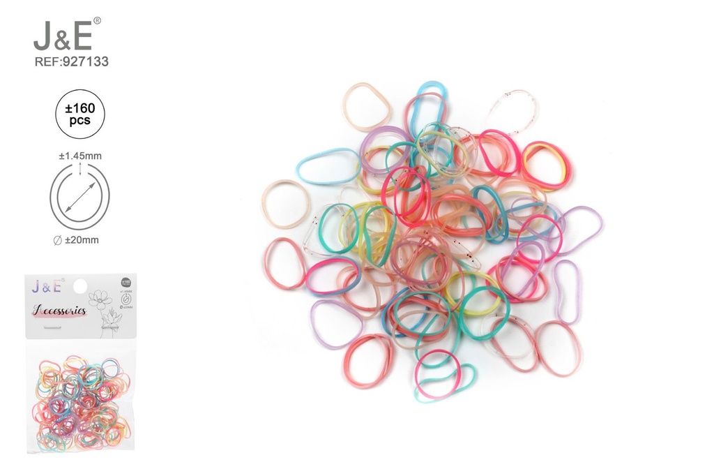 [24u/cx]Set de ligas finas pequeñas tonos oscuros multicolor ±160 piezas