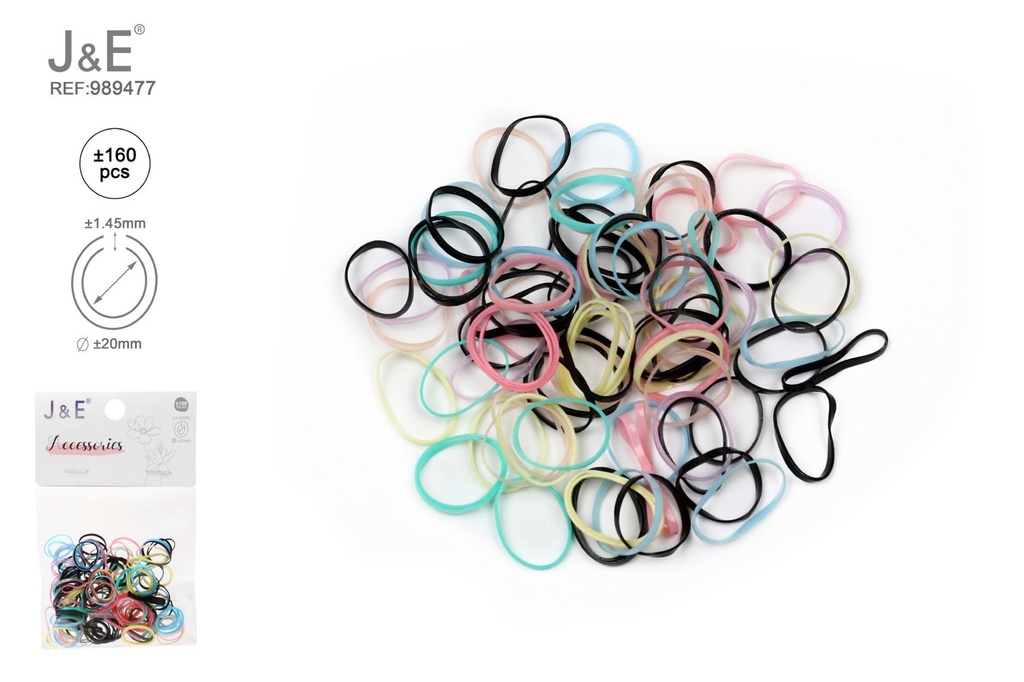 [24u/cx]Set de ligas finas pequeñas azul claro multicolor ±160 piezas