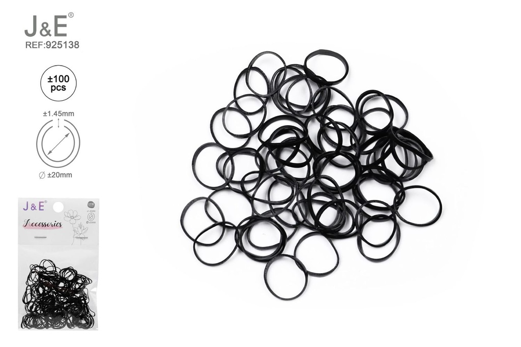 [24u/cx]Set de ligas pequeñas negras ±100 piezas
