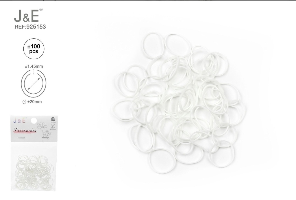 [24u/cx]Set de ligas pequeñas blancas ±100 piezas