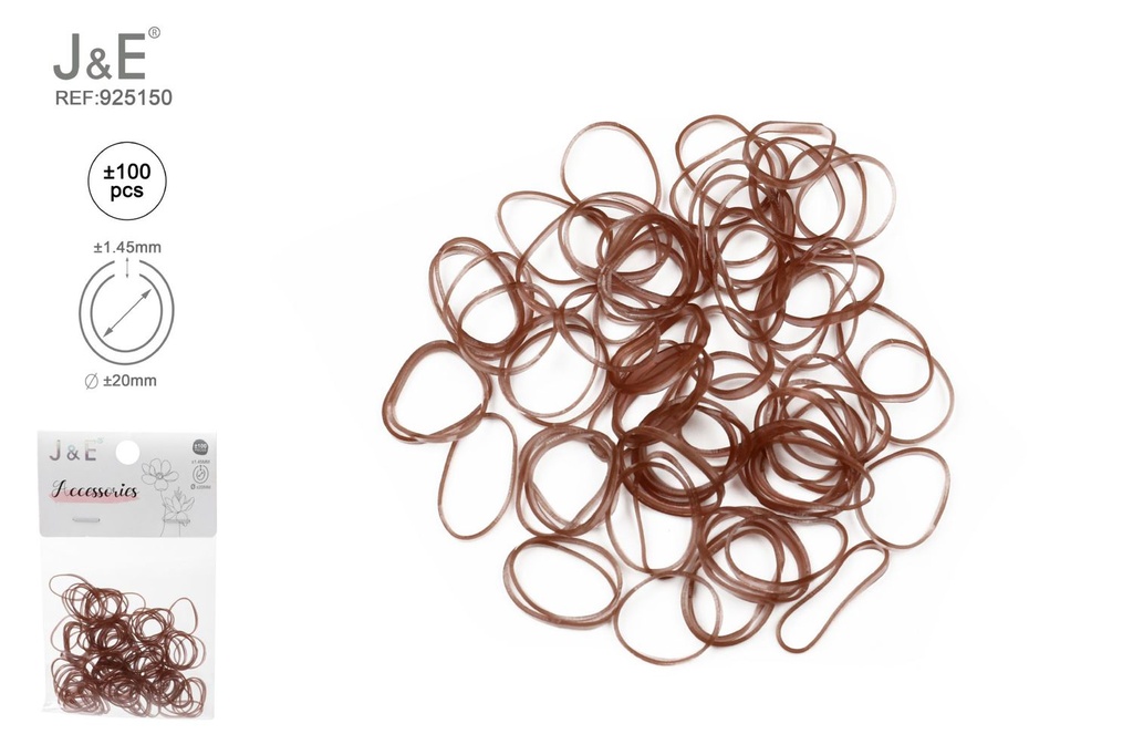 [24u/cx]Set de ligas pequeñas en tonos café ±100 piezas