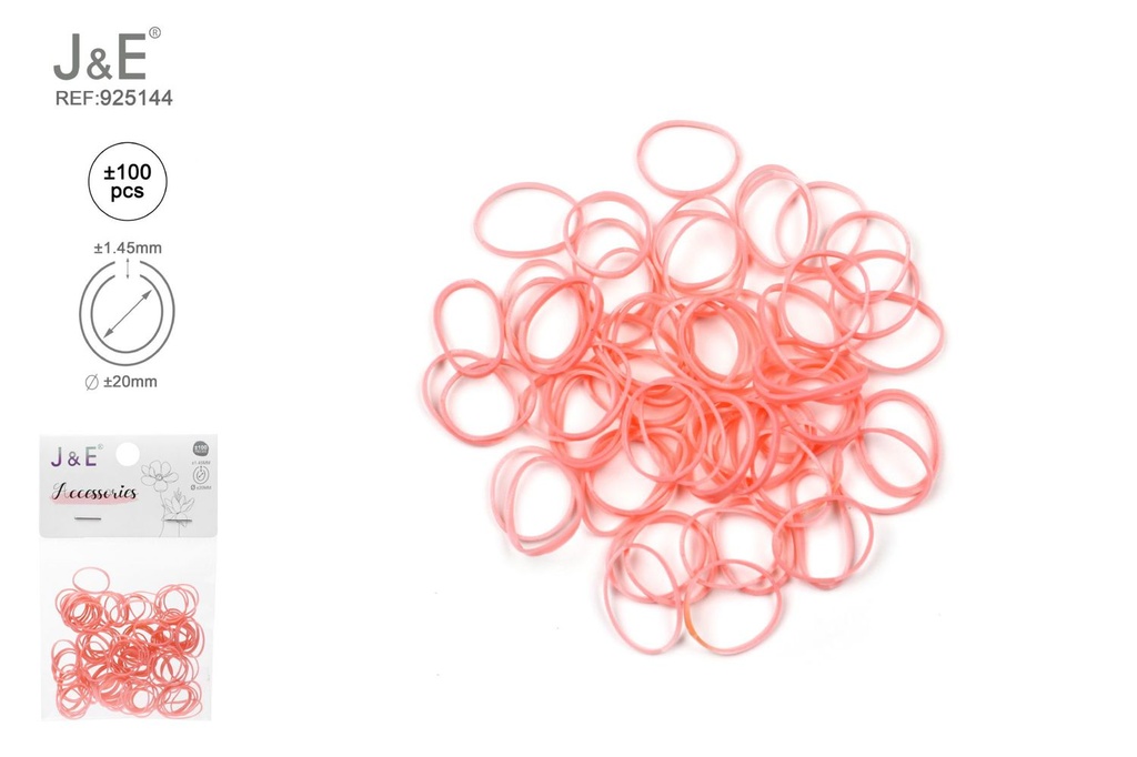 [24u/cx]Set de ligas pequeñas primavera rosa pastel ±100 piezas