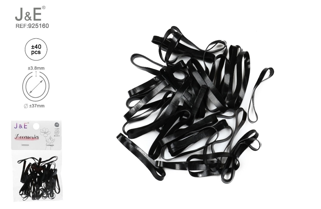 [24u/cx]Set de ligas gruesas negras ±40 piezas