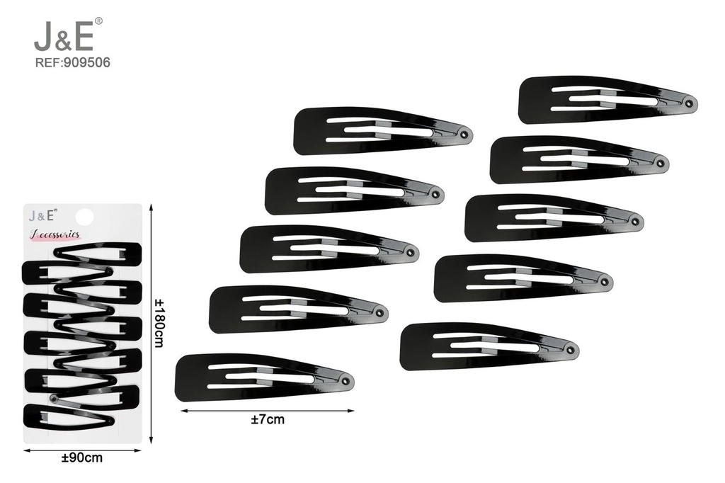 [12u/cx]Set de 10 pinzas de gota negras 7 cm