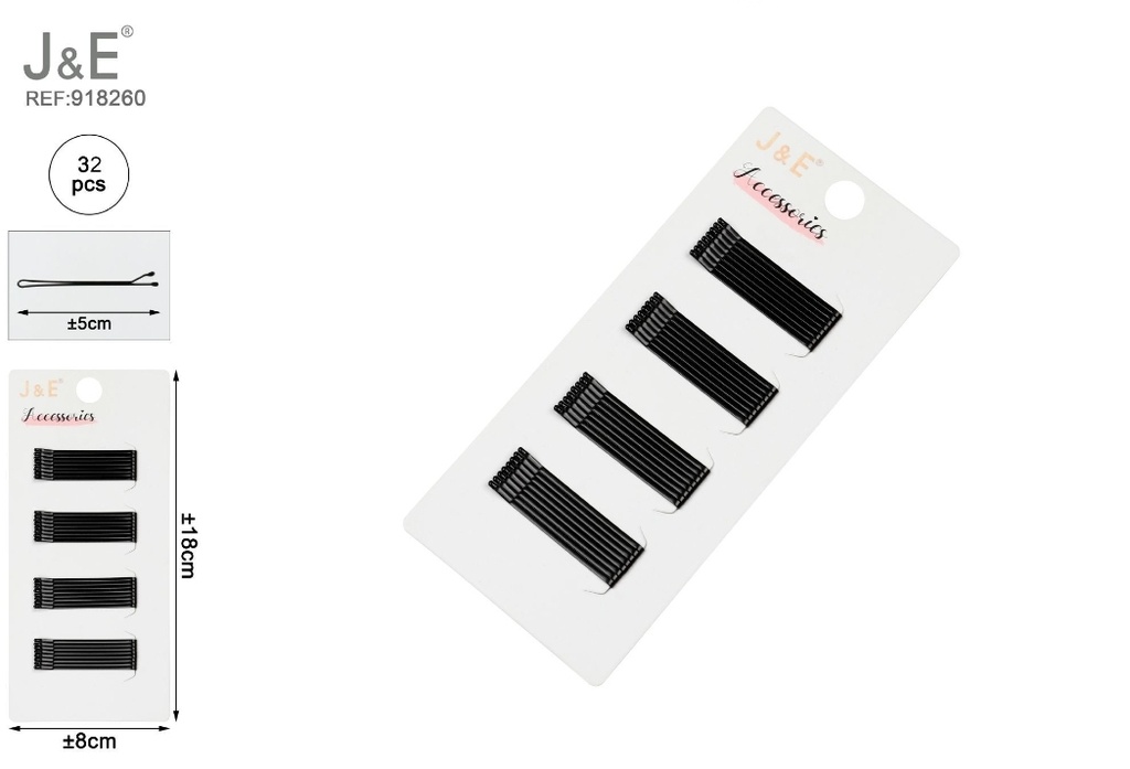 [24u/cx]Set de pinzas paralelas 5 cm negras 32 piezas