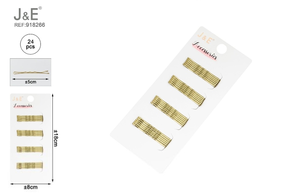 [24u/cx]Set de pinzas onduladas 5 cm doradas 24 piezas