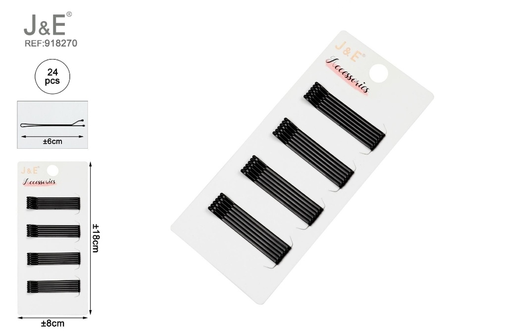 [24u/cx]Set de pinzas paralelas 6 cm negras 24 piezas