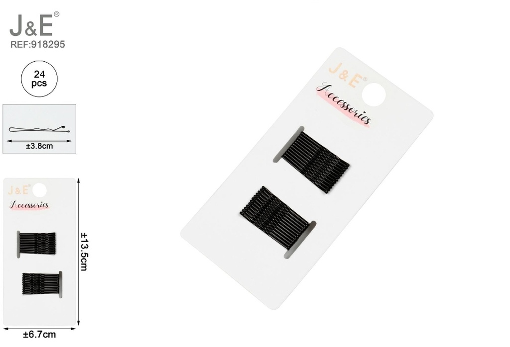 [24u/cx]Set de pinzas onduladas 3.8 cm negras 24 piezas