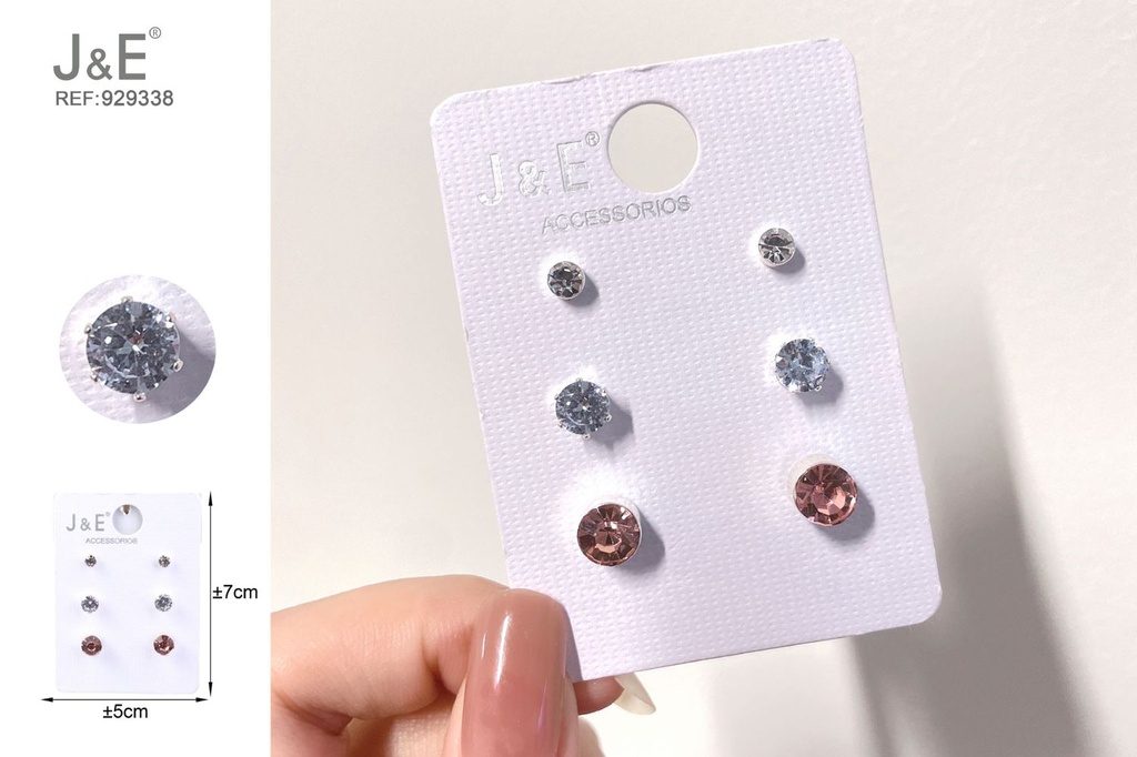 [6u/cx]Set de 3 pares de pendientes de botón