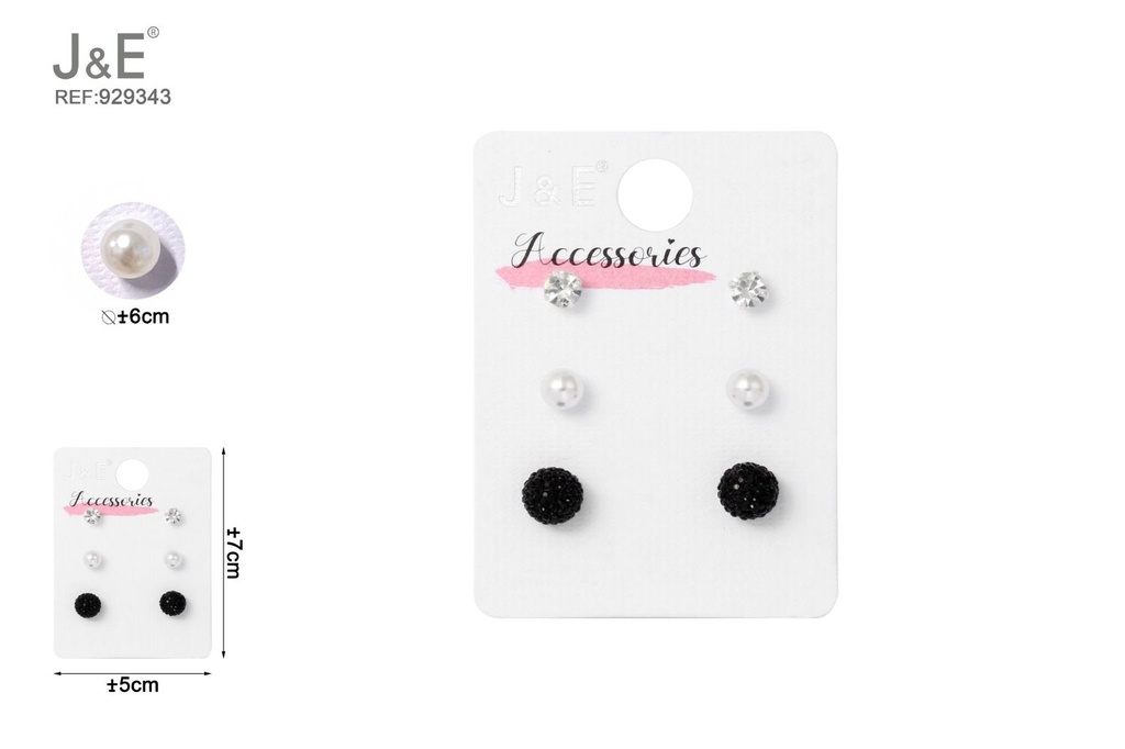 [6u/cx]Set de 3 pares de pendientes de botón