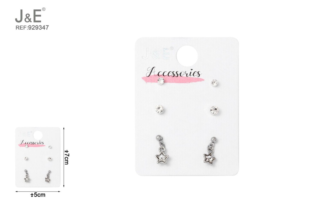 [6u/cx]Set de 3 pares de pendientes de botón