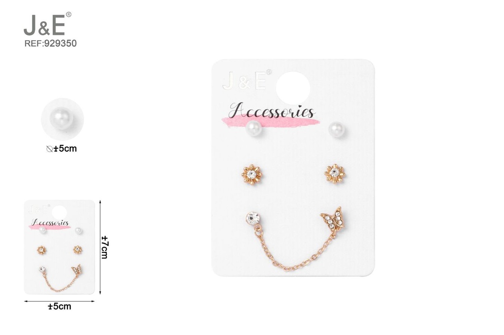 [6u/cx]Set de 3 pares de pendientes de botón