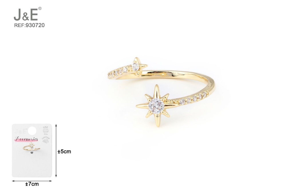 [6u/cx]Anillo electrochapado en oro verdadero de 14K