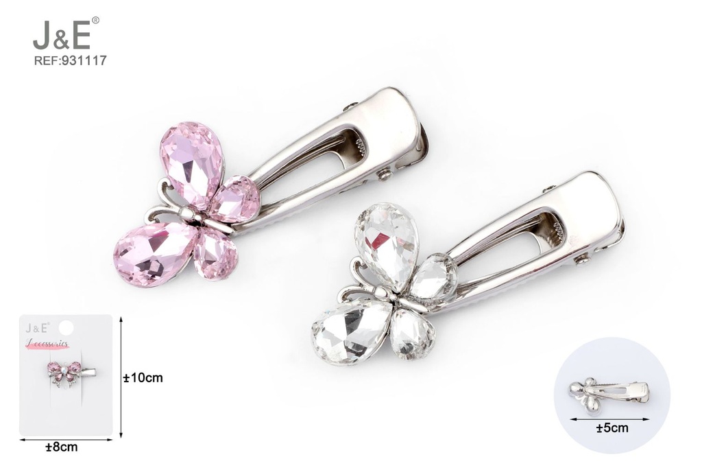 [12u/cx]Pinza en forma de gota y mariposa de vidrio
