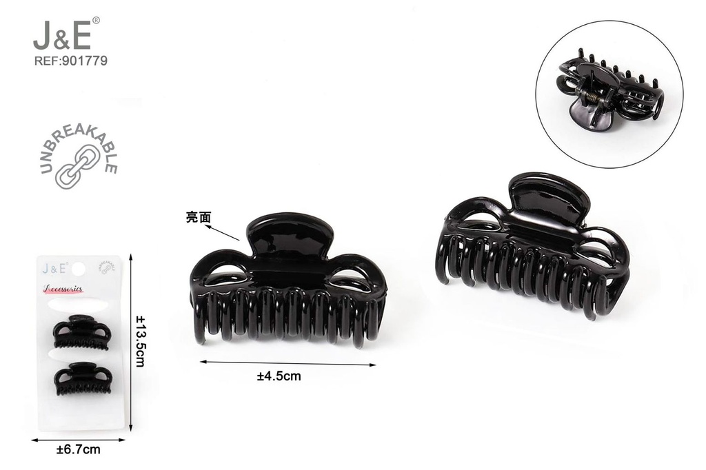 [12u/cx]Set de 2 pinzas pequeñas negras 4.5 cm