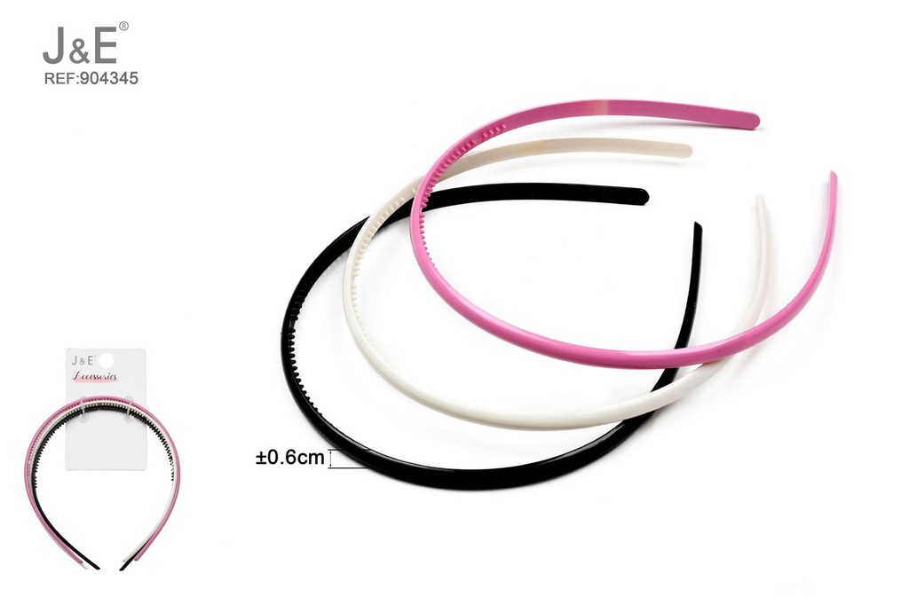 [12u/cx]Set de 3 hebillas de cabeza 0.6 cm (rosa + blanco + negro)