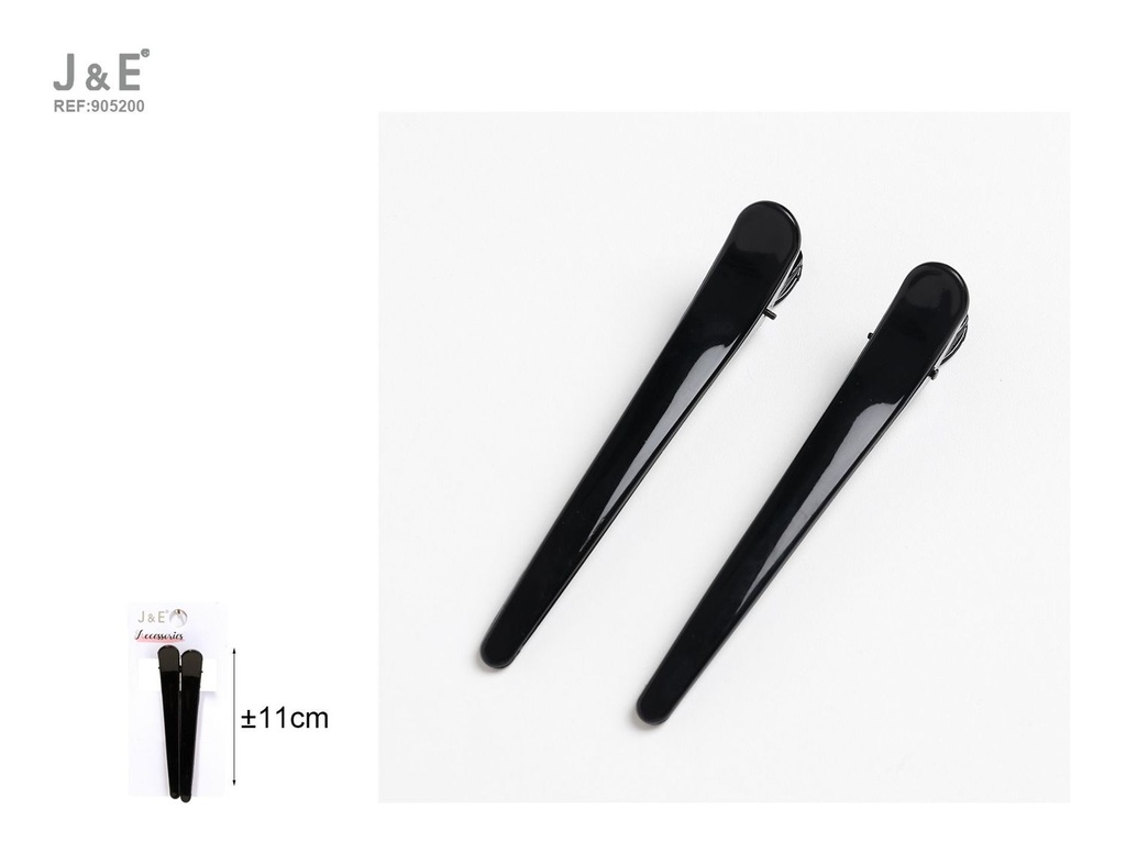 [12u/cx]Set de 2 pinzas de pato 10 cm completamente negro