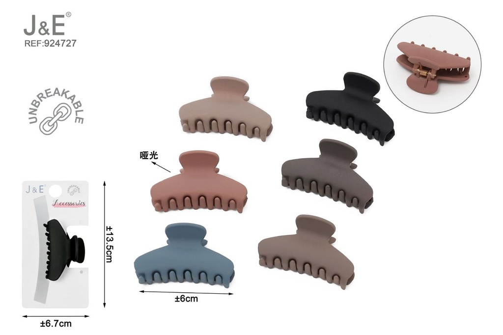 [12u/cx]Pinza de garra de 6.0cm - Esmalte elástico en 6 colores oscuros, modelo 6257