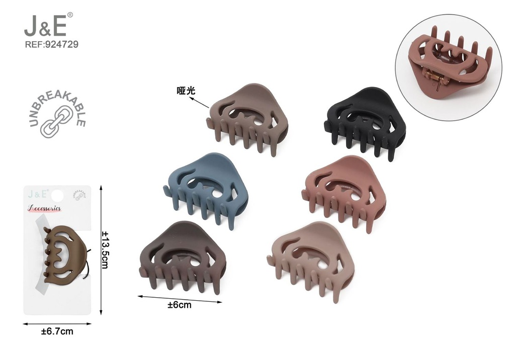 [12u/cx]Pinza de garra de 6.0cm - Esmalte elástico en 6 colores oscuros, modelo 6162