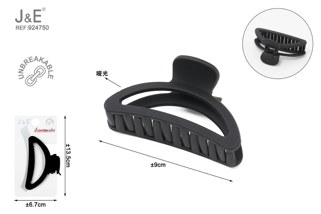 [12u/cx]Pinza de garra de 9.0cm modelo 6285 - Esmalte elástico color negro