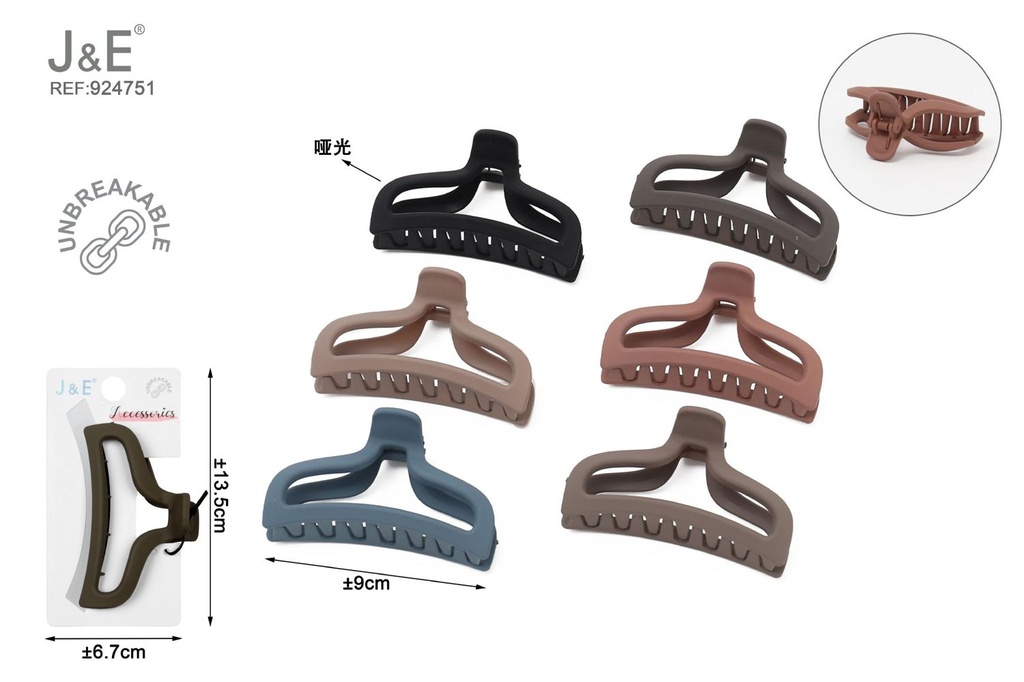 [12u/cx]Pinza de garra de 9.0cm modelo 6286 - Esmalte elástico en 6 colores oscuros