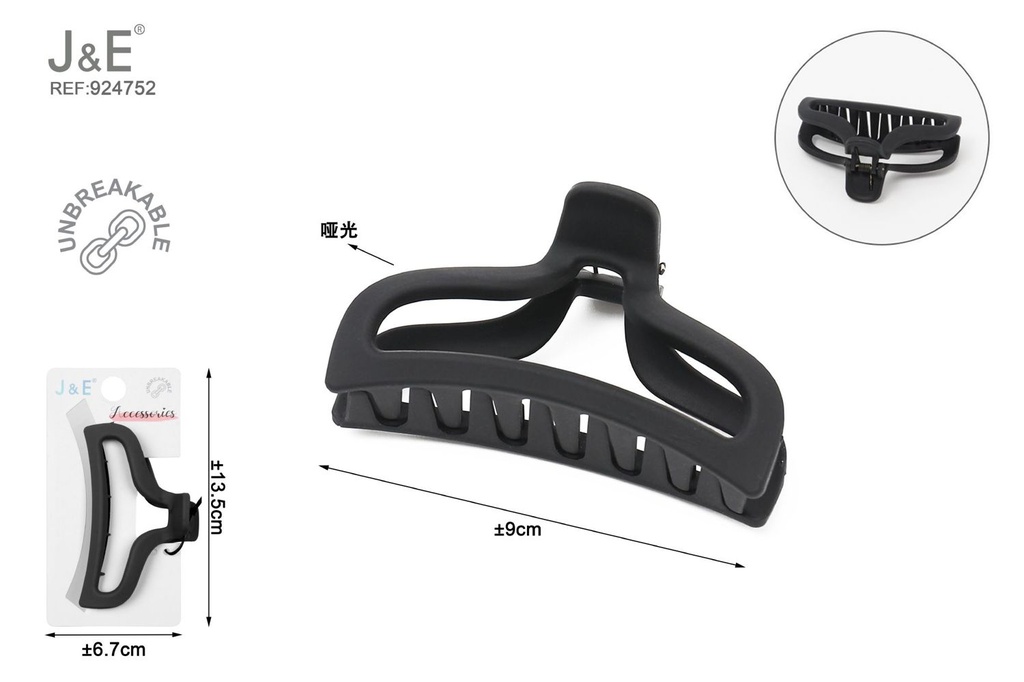 [12u/cx]Pinza de garra de 9.0cm modelo 6286 - Esmalte elástico color negro