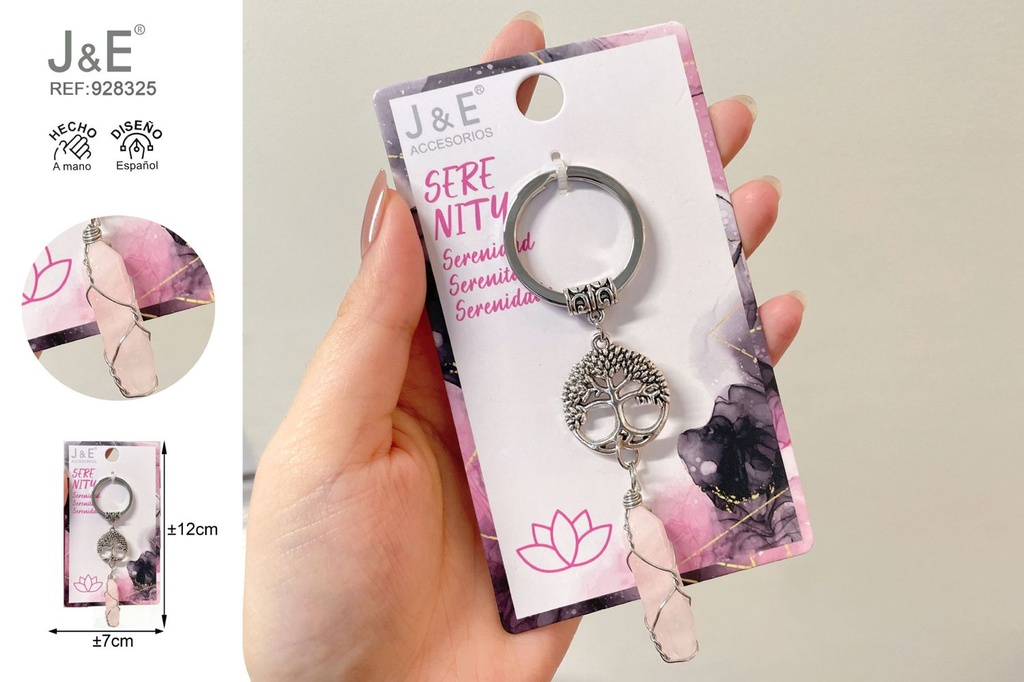 [12u/cx]Colgante hexagonal cableado 42mm + colgante árbol de la vida 23mm