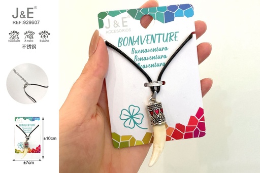 [929607] [12u/cx]Cuentas de corazón rosa con colgante de diente de animal 1.0*4.3CM Blanco