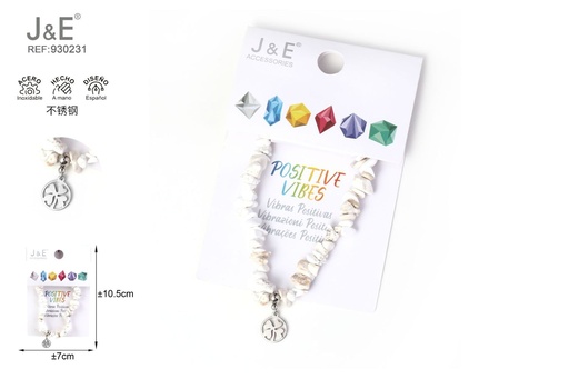 [930231] [12u/cx]Pulsera de acero inoxidable con cuentas de piedra #46086
