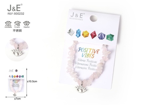 [930232] [12u/cx]Pulsera de acero inoxidable con cuentas de piedra #46088